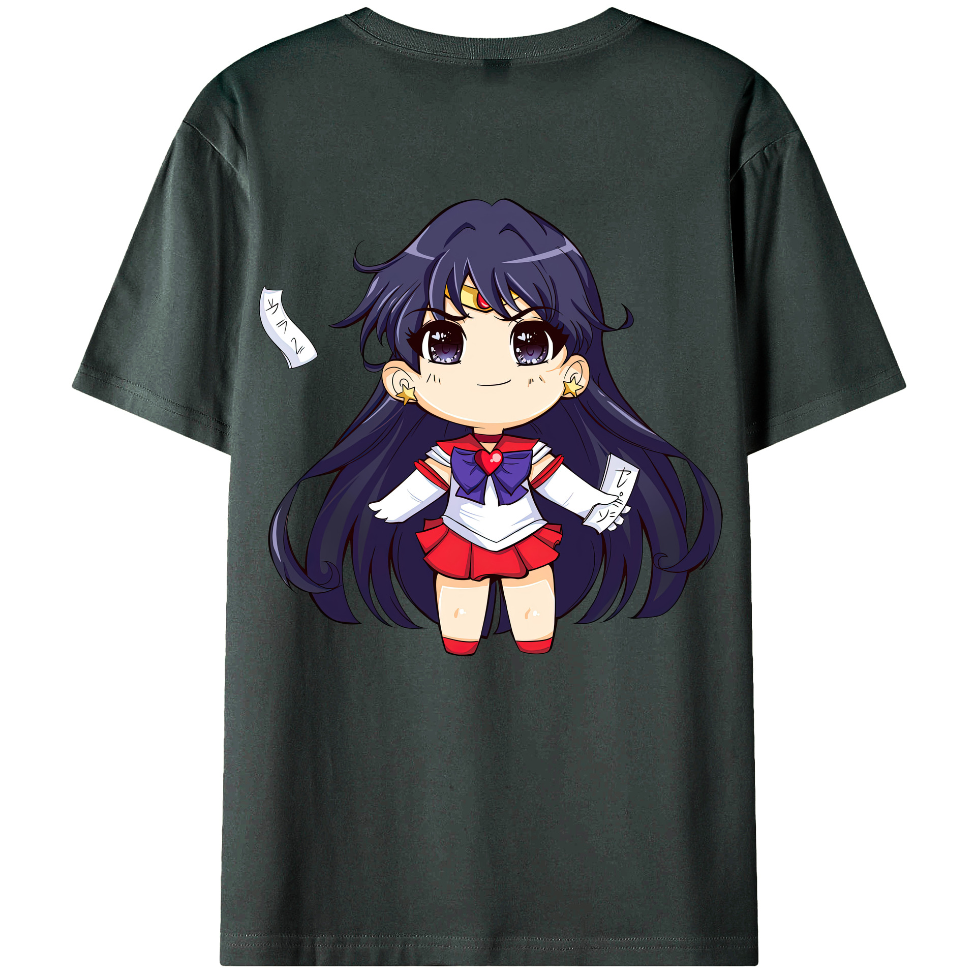 （画像用） 美少女戦士セーラームーン 火野レイ ひの レイ Sailor Moon Hino Rei （セーラーマーズ,Sailor Mars） 綿100％ メンズ半袖Tシャツ（バックプリント） 通気性